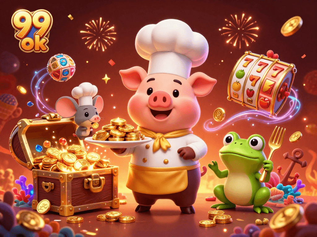 Experience the thrill of 99 ok with a vibrant casino scene featuring colorful gaming elements and characters.