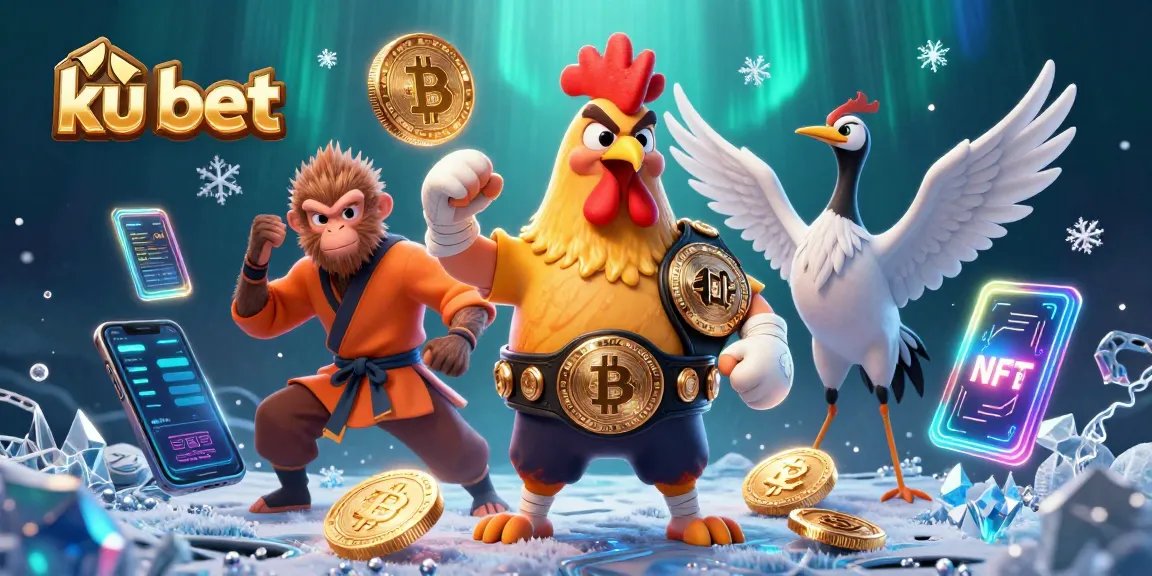 Engage with ku bet's thrilling experience through this vivid 3D illustration showcasing vibrant casino elements and characters.