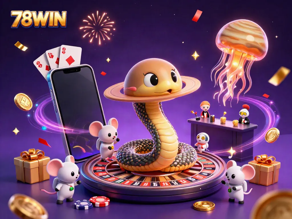 Place your bets at 78WIN's cosmic casino with exciting games and vibrant characters.