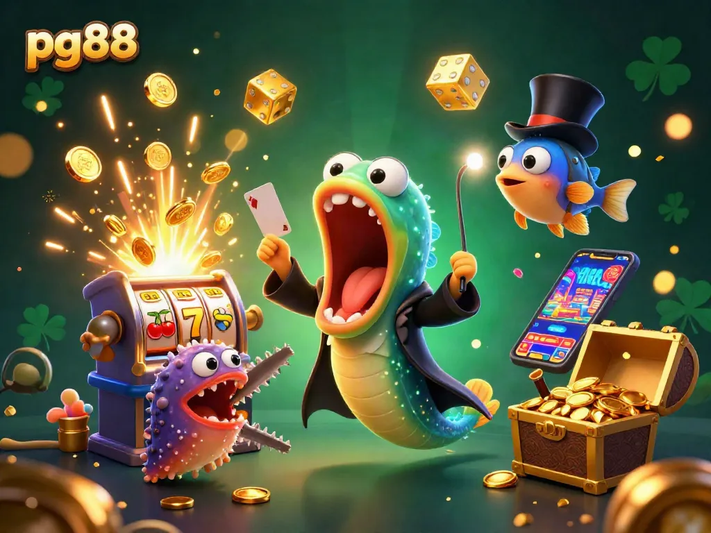 Experience excitement with pg88 in a vibrant underwater casino scene featuring unique magical creatures.