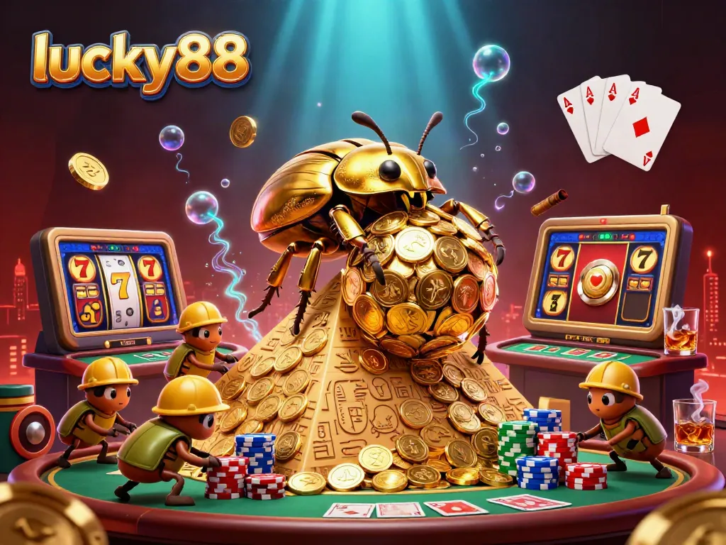 Experience thrilling gameplay with lucky88, featuring a vibrant scene of gold coins and exciting casino symbols.