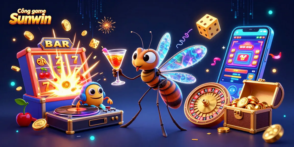 Cổng game Sunwin showcases an animated casino character and vibrant game elements in a dazzling 3D scene.