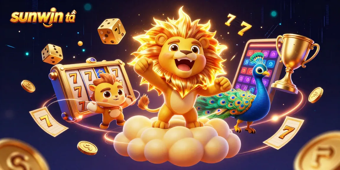Engage with sunwin tải as you enjoy dynamic gambling fun surrounded by a roaring sun lion.