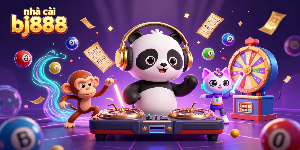 Experience the excitement at nhà cái bj888 with vibrant characters celebrating gambling luck in a dynamic casino scene.