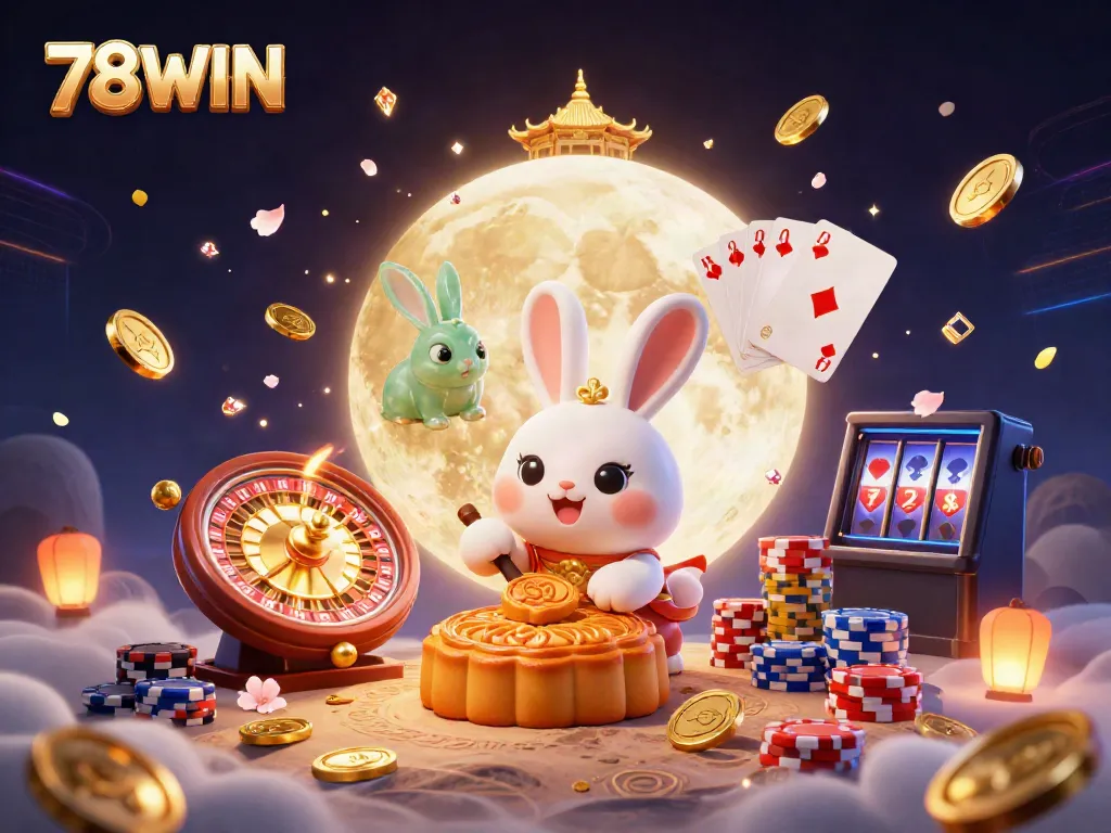Engage with thrilling 78WIN casino action featuring a moon rabbit and stunning 3D game elements.