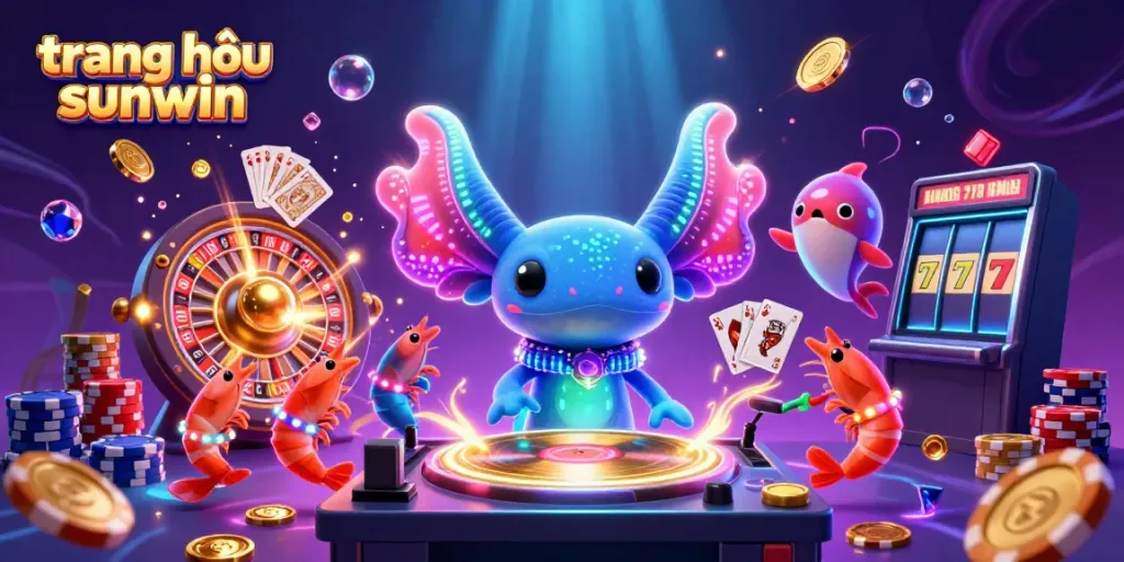 Experience the excitement at trang chủ sunwin with vibrant casino-themed 3D illustration featuring engaging characters.