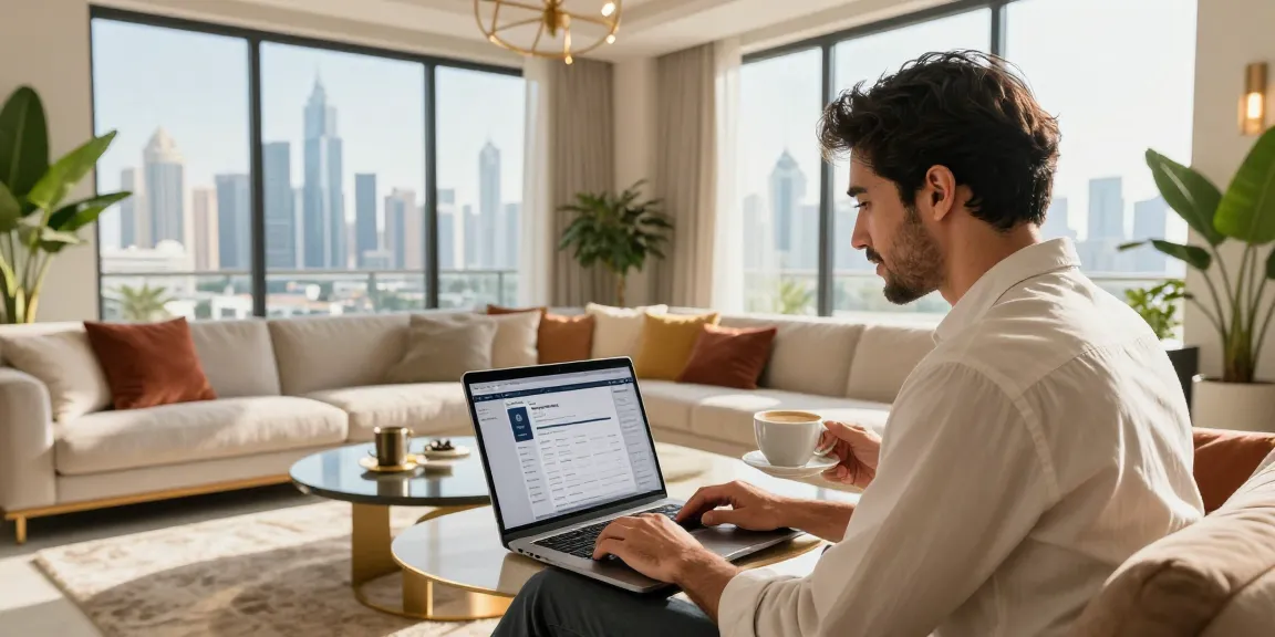 Professional Airbnb management company Dubai showcasing a stylish rental host engaging with guests in a modern apartment.