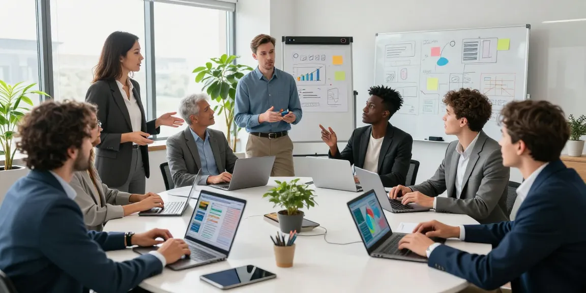 business o2 login team collaboration in a modern office with data analysis