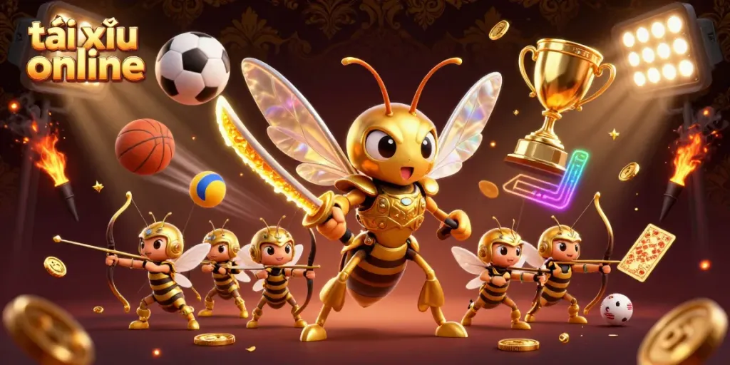 Unleash your fortune in tài xỉu online with dynamic gaming elements and vibrant 3D art.