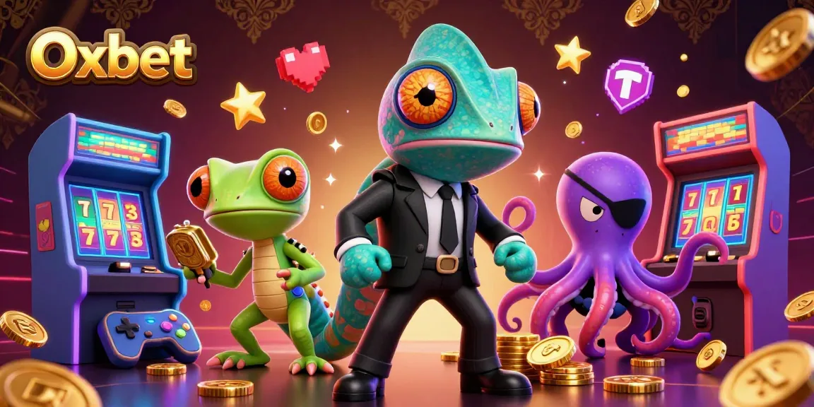 Experience exciting gameplay with Oxbet, featuring vibrant 3D characters and casino elements in a dynamic illustration.