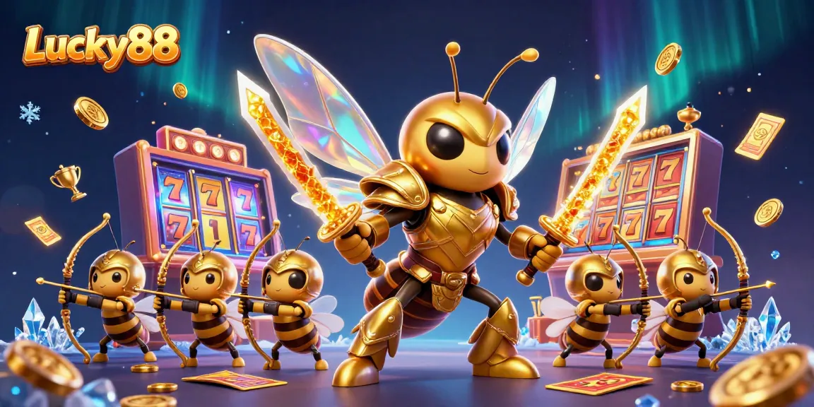 Experience Lucky88 with our thrilling slot action, showcasing vibrant gameplay in a dazzling casino scene.