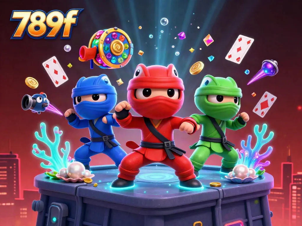 Experience thrilling gameplay with 789f as colorful chameleons showcase vibrant casino elements and slot reels.