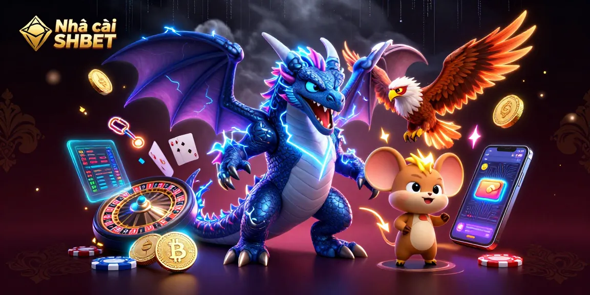 Engage with Nhà cái SHBET's exciting casino atmosphere featuring dynamic characters and game elements.