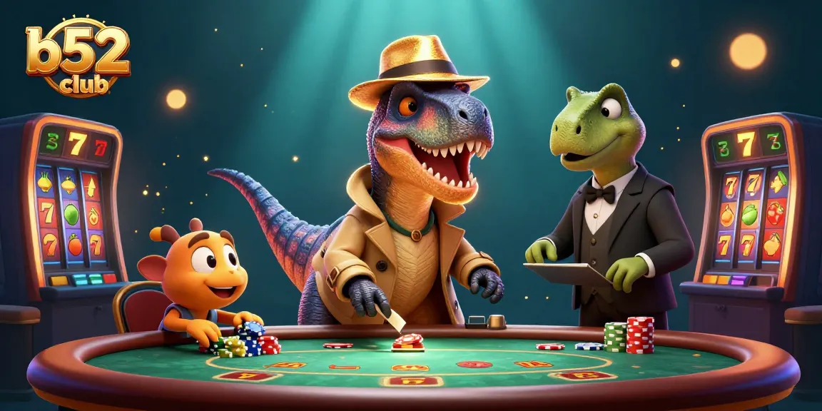 Experience thrilling moments at b52club with a fearless velociraptor counter among vivid slot elements.