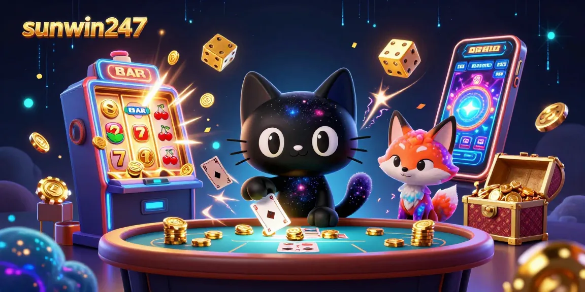 Win big with sunwin247 in an exciting cosmic casino scene packed with gold coins and jackpots!