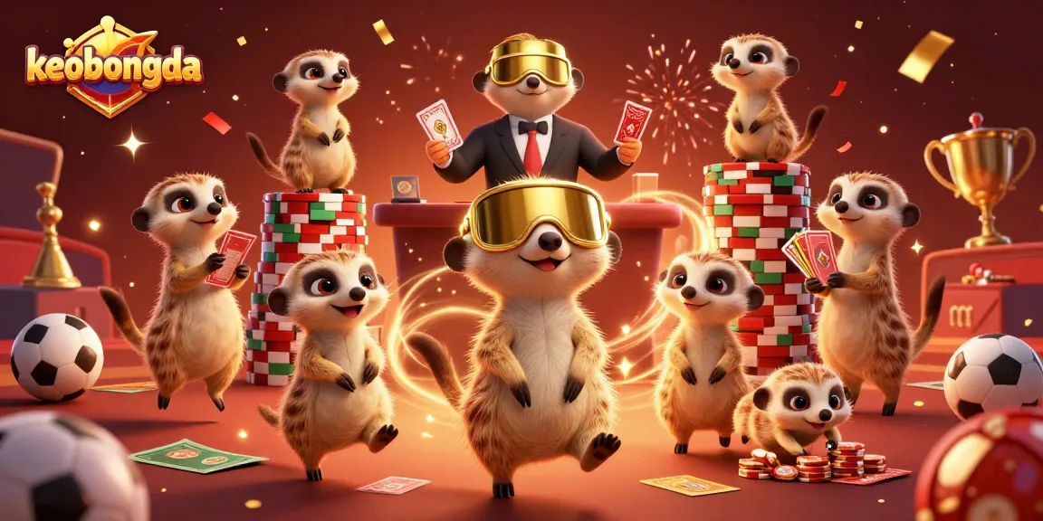 Engage with keobongda's thrilling sports betting environment featuring lively meerkats and dynamic game elements.