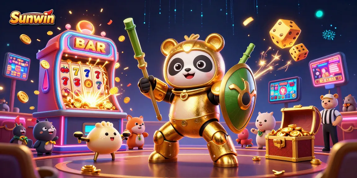 Experience the excitement of Sunwin with dynamic casino action featuring a golden panda and spectacular game elements.