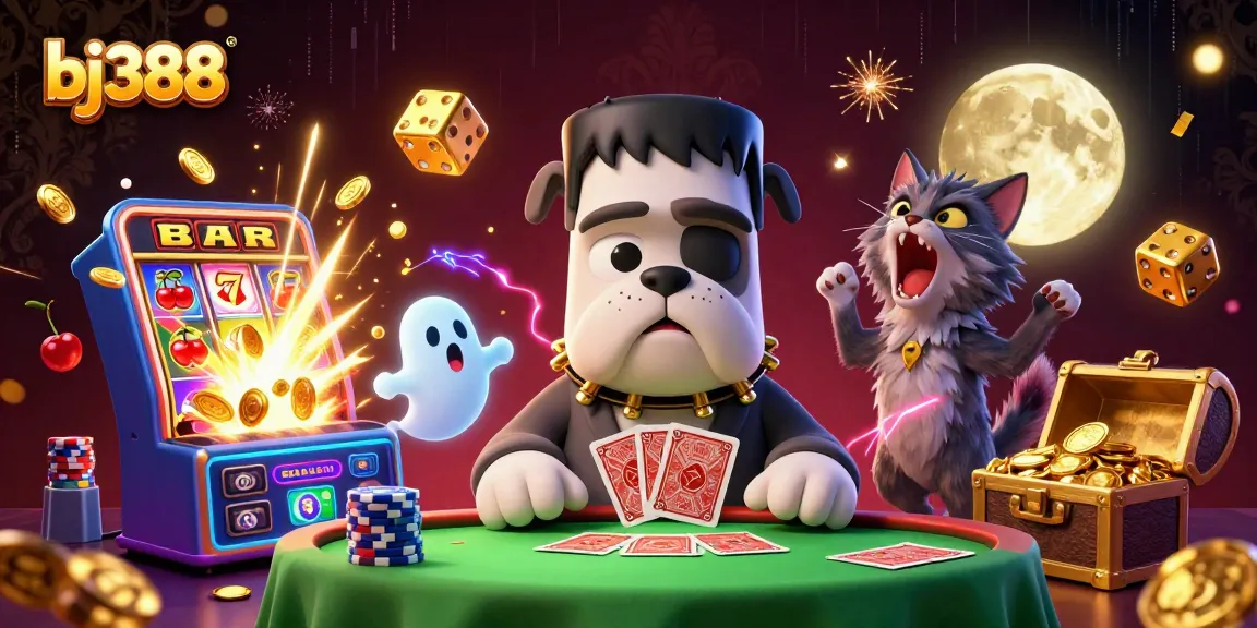 Experience the thrill of betting at bj388 with vibrant gambling elements and engaging characters.