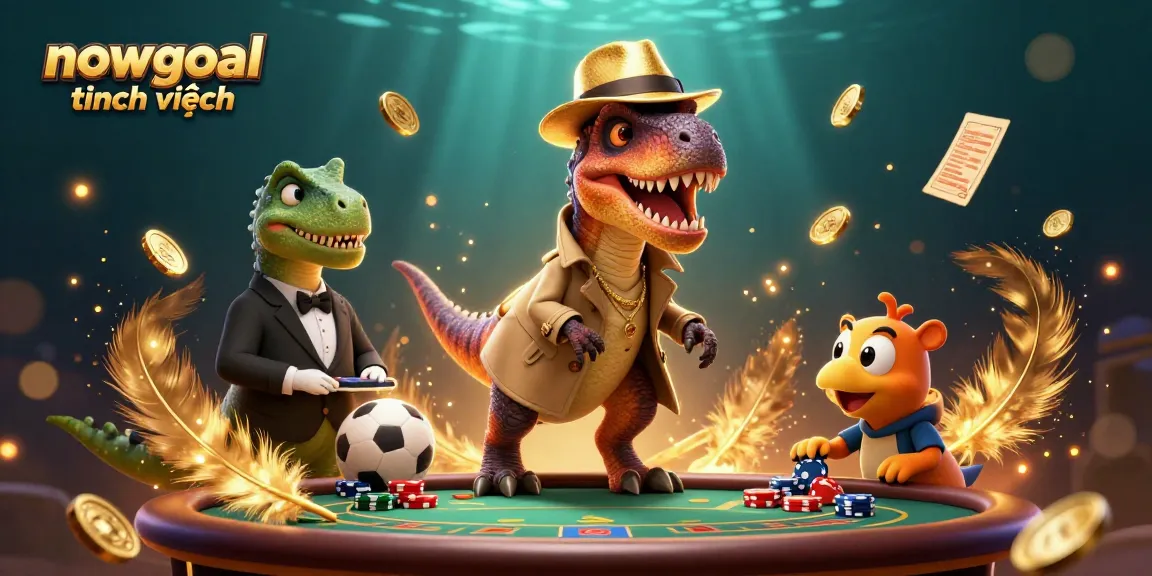 Betting with excitement at nowgoal tiếng việt featuring a stealthy velociraptor and a curious pit boss