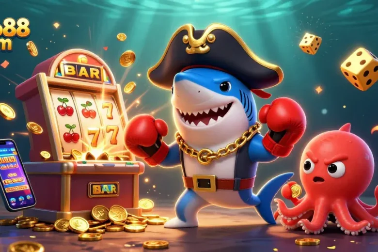 Experience thrilling gameplay at hello88 com with a fun pirate-themed casino illustration showcasing vibrant characters and exciting elements.
