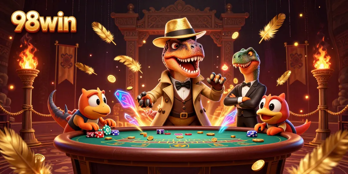 Engage in thrilling gameplay at 98win with slot machines, vibrant characters, and high-stakes action.