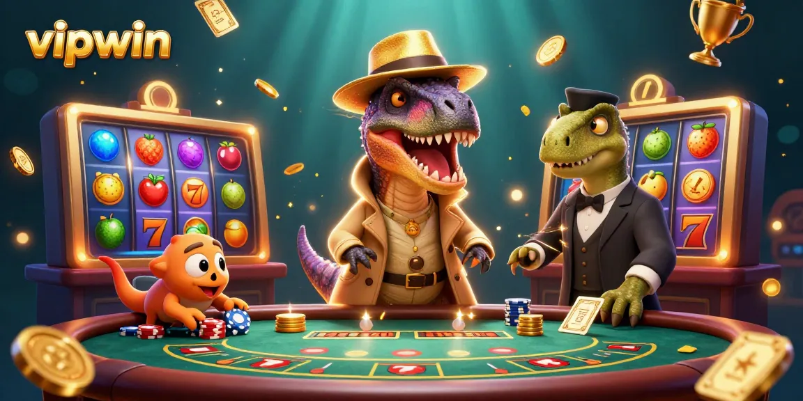 Watch the fun velociraptor card counter at vipwin, stealing chips among casino chaos.